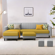 Casaliving Moris RHS 4 Seater L Shape Sofa Set for Living Room (Black) Premium Fabric Sofa Set for Living Room