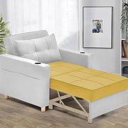 Casaliving Treshta Single Seater Sofa Cum Bed Sofa Set for Living Room (Blue Fabric -Colour Fabric) Premium Fabric Sofa Set