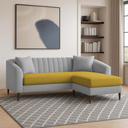 Casaliving Doraldo 4 Seater L Shape Convertible Sofa Set for Living Room, 3 Seater & Ottoman Modular Sectional Couch for Small Space (Black Blue Colour) Fabric