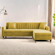 Casaliving Garcia 5 Seater L Shape Convertible Sofa Set for Living Room, 5 Seater & Ottoman Modular Sectional Couch for Small Space (Black Colour) Fabric