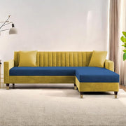 Casaliving Garcia 5 Seater L Shape Convertible Sofa Set for Living Room, 5 Seater & Ottoman Modular Sectional Couch for Small Space (Black Colour) Fabric