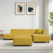 Casaliving Geletin 6 Seater LHS L Shape Sofa Set with Ottoman for Living Room (Blue Fabric) Premium Fabric Sofa