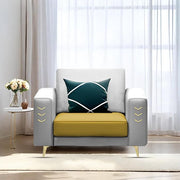 Casaliving Falco 1 Seater Sofa Set for Living Room (Blue Grey Fabric) Premium Fabric Sofa