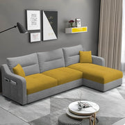 Casaliving Montario 4 Seater L Shape Sofa Set for Living Room (Black Fabric) Right Side Sofa