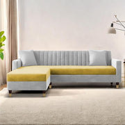 Casaliving Garcia L Shape Sofa Set for Living Room Premium Fabric Sofa (4 Seater LHS, Blue)