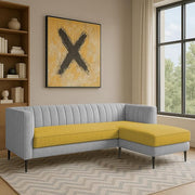 Casaliving Travis 4 Seater L Shape Convertible Sofa Set for Living Room, 3 Seater & Ottoman Modular Sectional Couch for Small Space (Blue Colour) Fabric