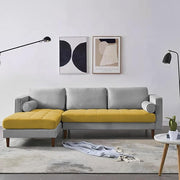 Casaliving Aezra LHS 4 Seater L Shape Sofa Set for Living Room (Black Grey Fabric) Premium Fabric Sofa