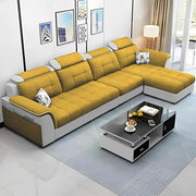 Casaliving Ella LHS 6 Seater L Shape Sofa Set for Living Room (Blue Grey) Premium Fabric Sofa Set for Living Room