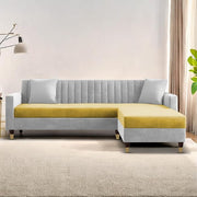 Casaliving Garcia L Shape Sofa Set for Living Room Premium Fabric Sofa (4 Seater LHS, Blue)