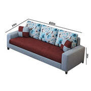 Casaliving Ronaldo - 3 + 2 + 1 Seater Sofa Set for Living Room (Maroon Grey Fabric)