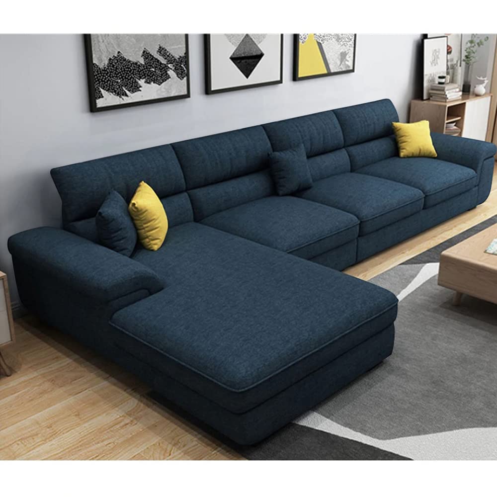 Casaliving - Anver 5 Seater L Shape Sofa Set for Living Room (Blue) Le ...